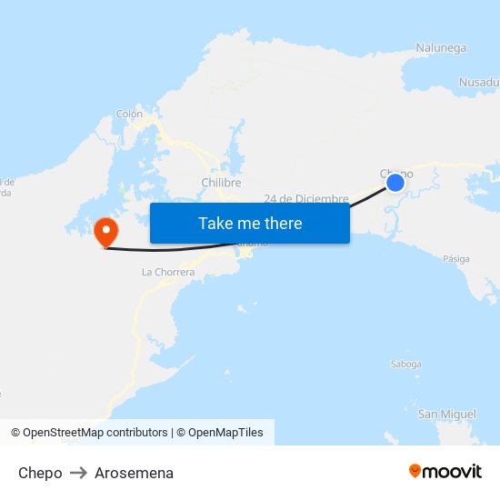 Chepo to Arosemena map