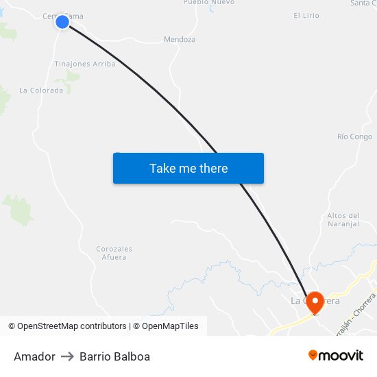 Amador to Barrio Balboa map