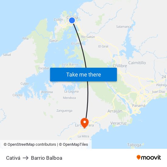 Cativá to Barrio Balboa map