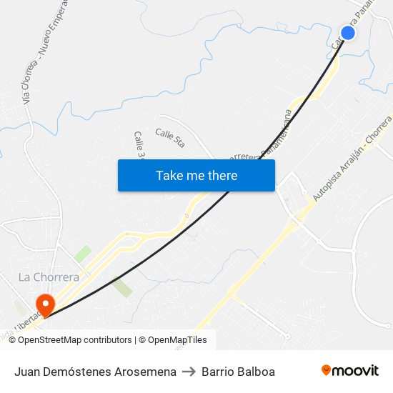 Juan Demóstenes Arosemena to Barrio Balboa map