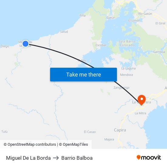 Miguel De La Borda to Barrio Balboa map