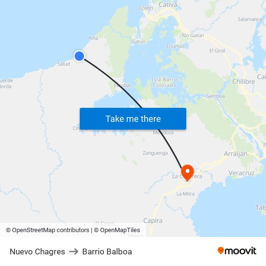 Nuevo Chagres to Barrio Balboa map
