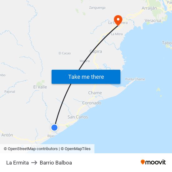La Ermita to Barrio Balboa map