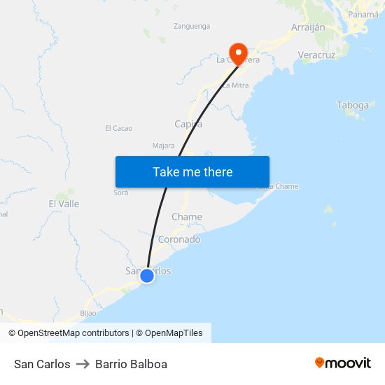 San Carlos to Barrio Balboa map