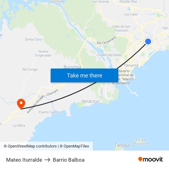 Mateo Iturralde to Barrio Balboa map