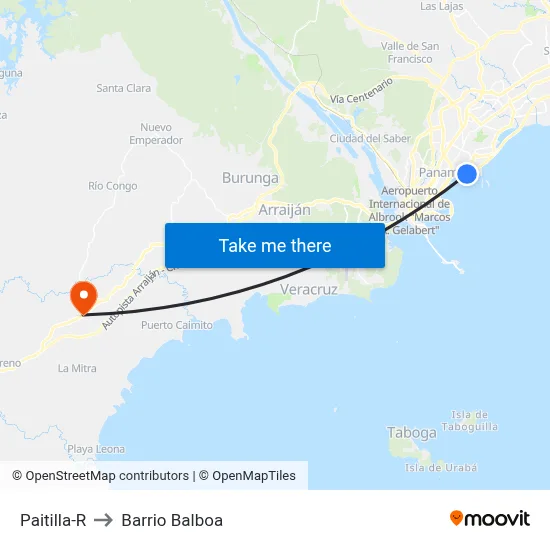 Paitilla-R to Barrio Balboa map