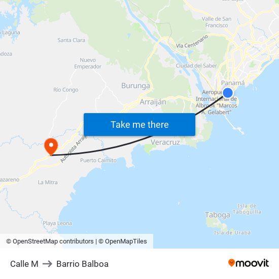 Calle M to Barrio Balboa map