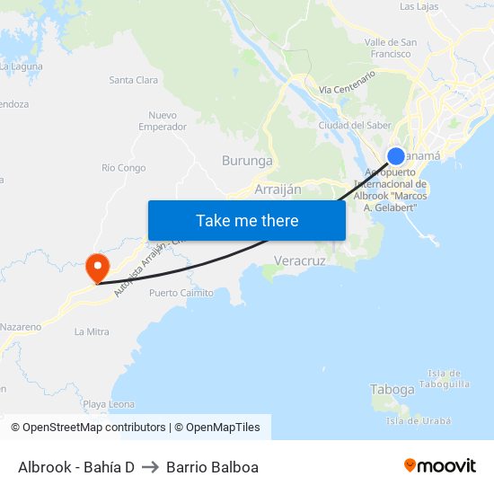 Albrook - Bahía D to Barrio Balboa map