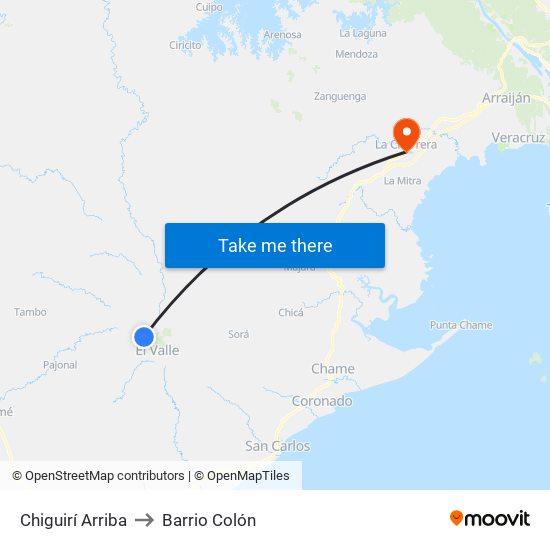 Chiguirí Arriba to Barrio Colón map