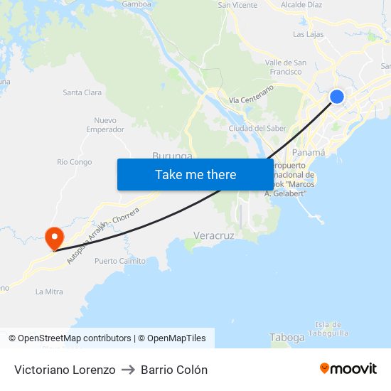 Victoriano Lorenzo to Barrio Colón map