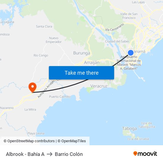 Albrook - Bahía A to Barrio Colón map