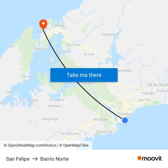 San Felipe to Barrio Norte map