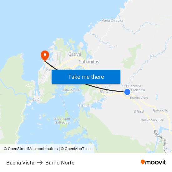 Buena Vista to Barrio Norte map