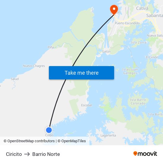 Ciricito to Barrio Norte map