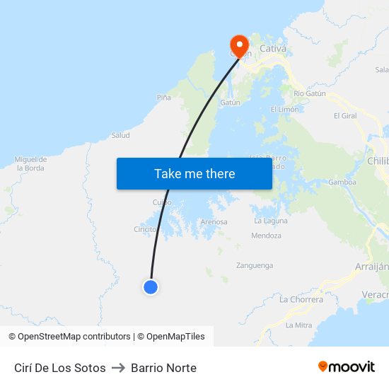 Cirí De Los Sotos to Barrio Norte map