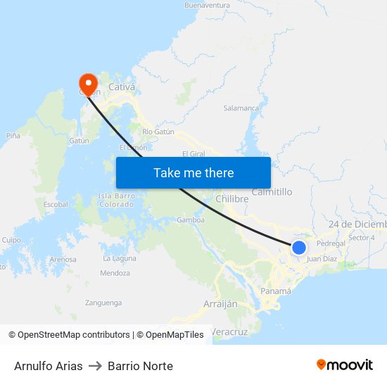 Arnulfo Arias to Barrio Norte map