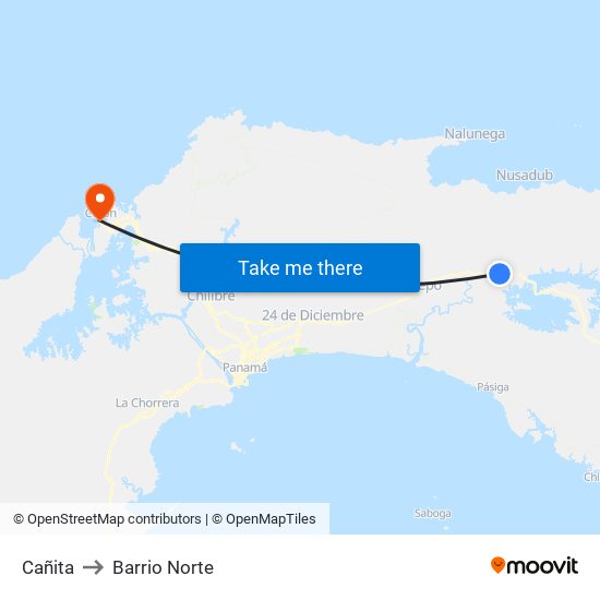 Cañita to Barrio Norte map