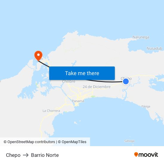 Chepo to Barrio Norte map