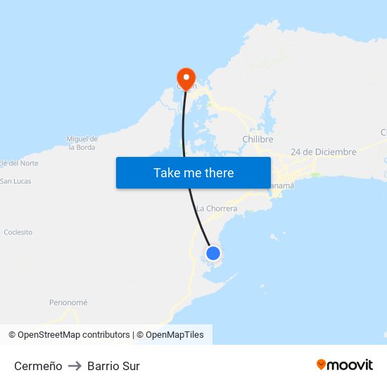 Cermeño to Barrio Sur map