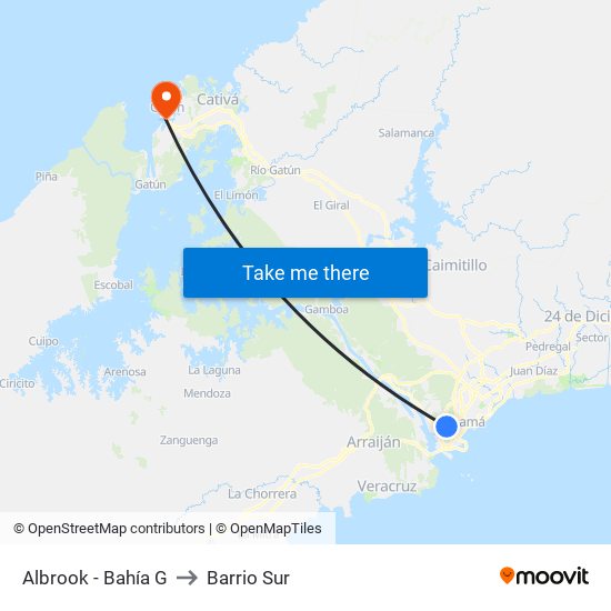 Albrook - Bahía G to Barrio Sur map