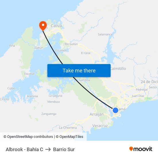 Albrook - Bahía C to Barrio Sur map