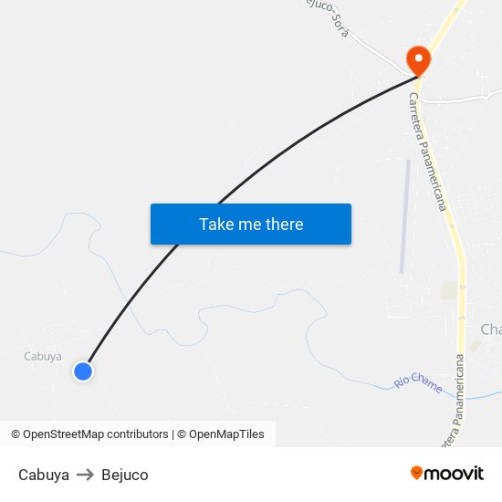 Cabuya to Bejuco map