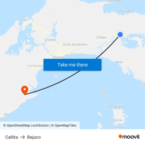 Cañita to Bejuco map