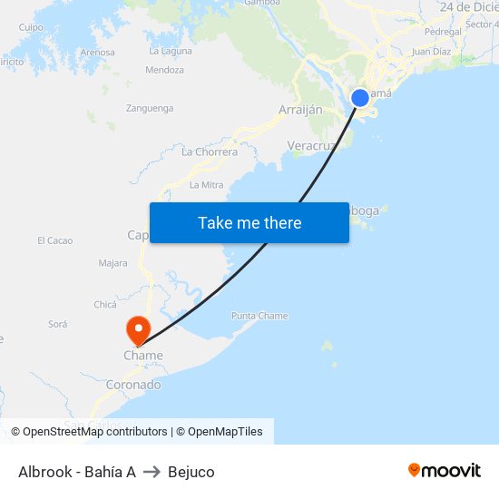 Albrook - Bahía A to Bejuco map