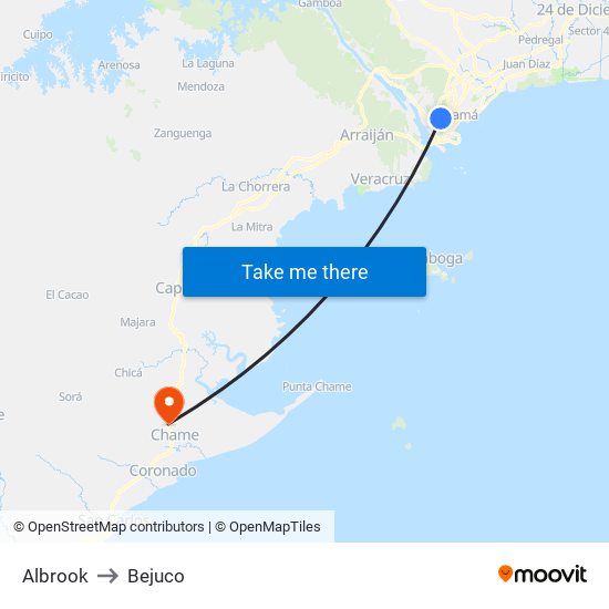 Albrook to Bejuco map