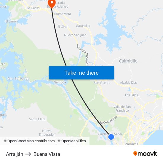 Arraiján to Buena Vista map