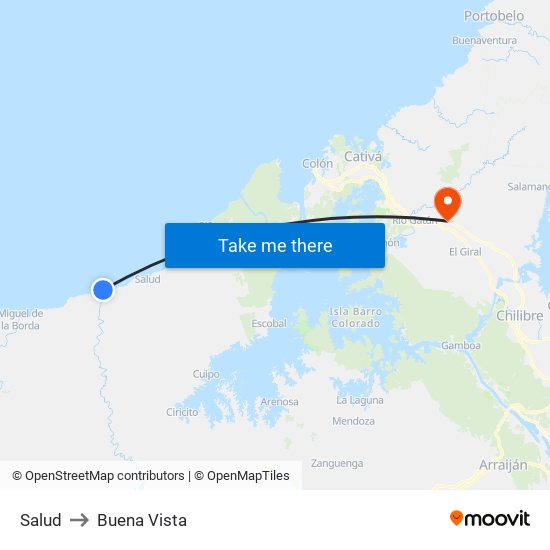 Salud to Buena Vista map