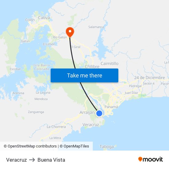 Veracruz to Buena Vista map