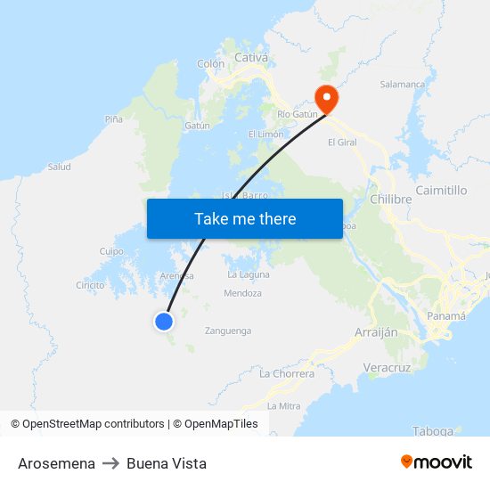 Arosemena to Buena Vista map