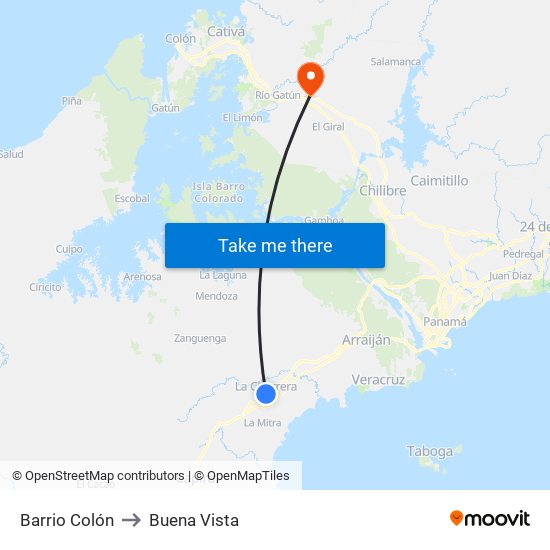 Barrio Colón to Buena Vista map