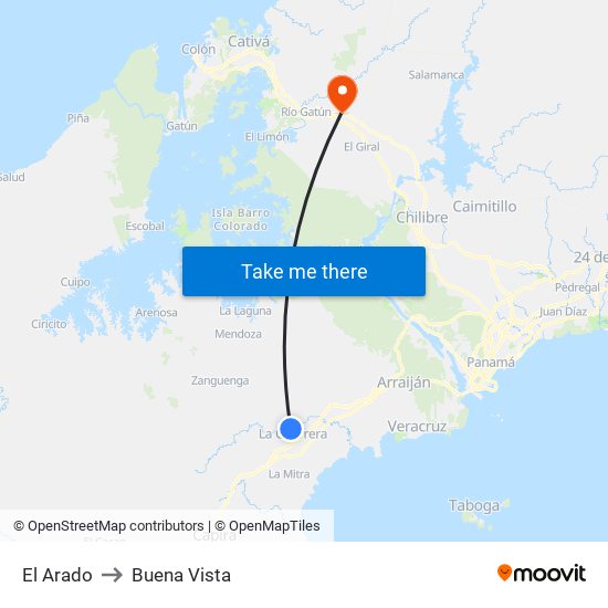 El Arado to Buena Vista map
