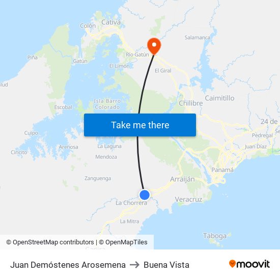 Juan Demóstenes Arosemena to Buena Vista map