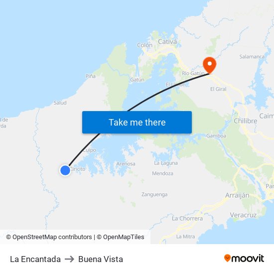 La Encantada to Buena Vista map
