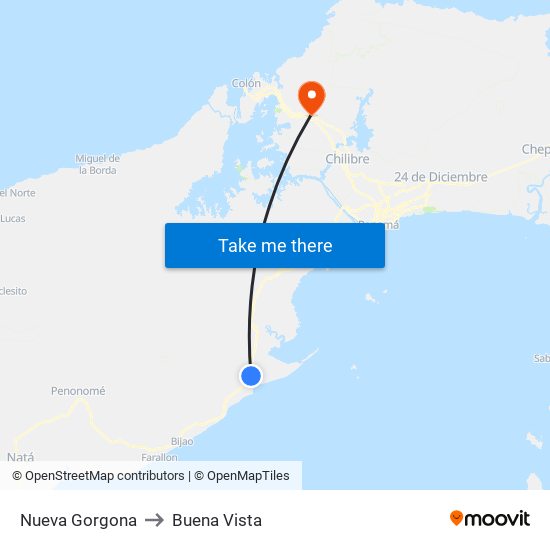 Nueva Gorgona to Buena Vista map