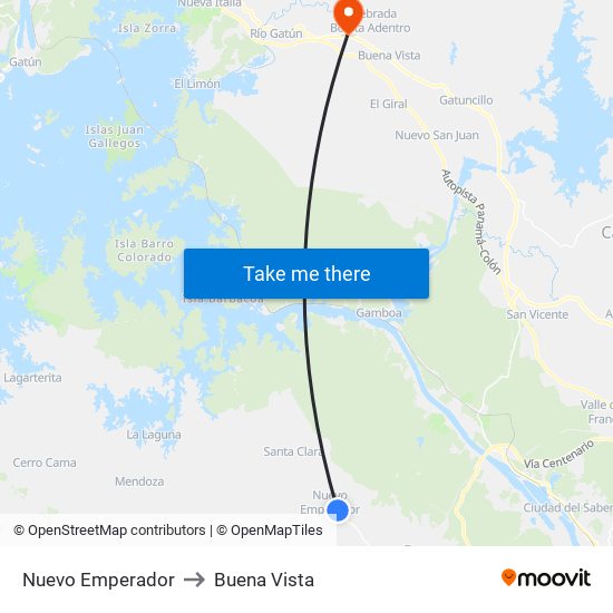 Nuevo Emperador to Buena Vista map