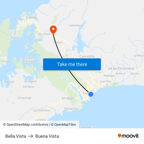 Bella Vista to Buena Vista map