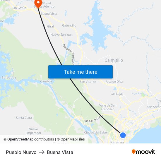 Pueblo Nuevo to Buena Vista map