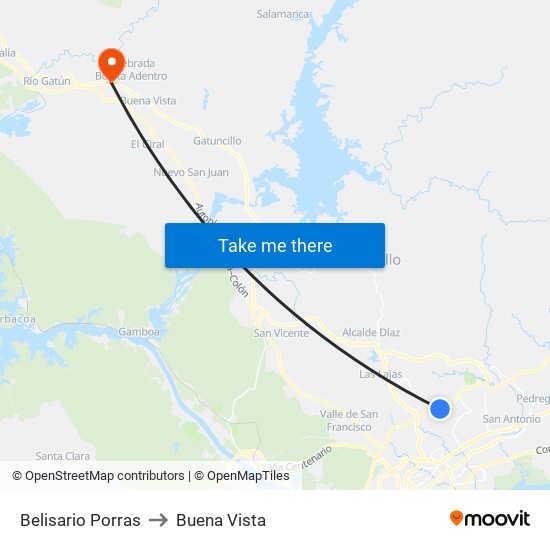 Belisario Porras to Buena Vista map