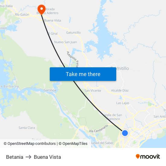 Betania to Buena Vista map