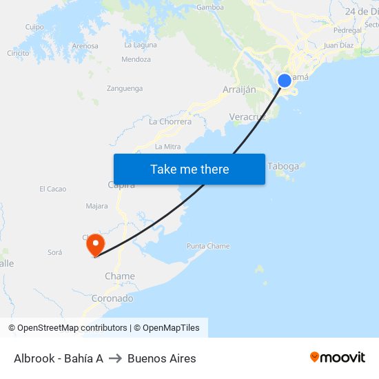 Albrook - Bahía A to Buenos Aires map