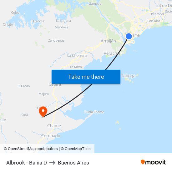 Albrook - Bahía D to Buenos Aires map