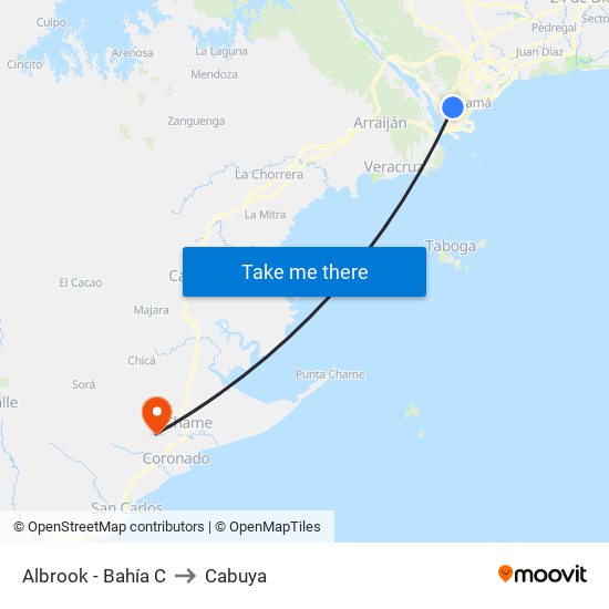 Albrook - Bahía C to Cabuya map