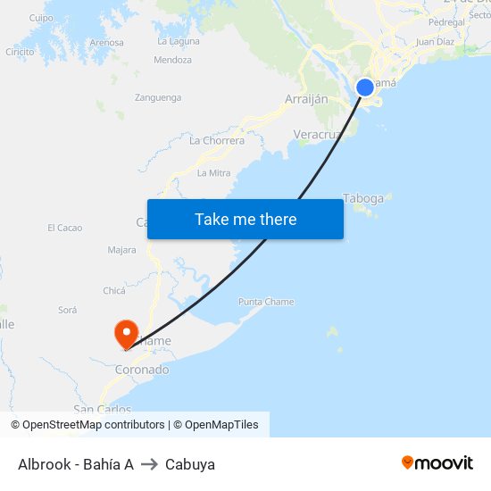 Albrook - Bahía A to Cabuya map