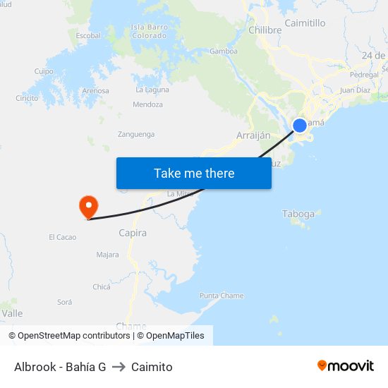 Albrook - Bahía G to Caimito map