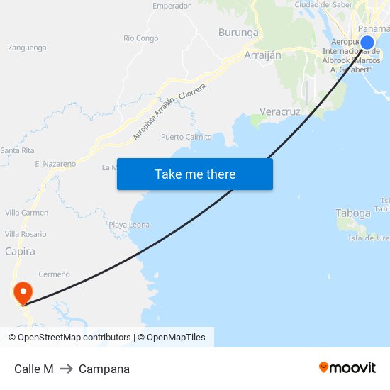 Calle M to Campana map