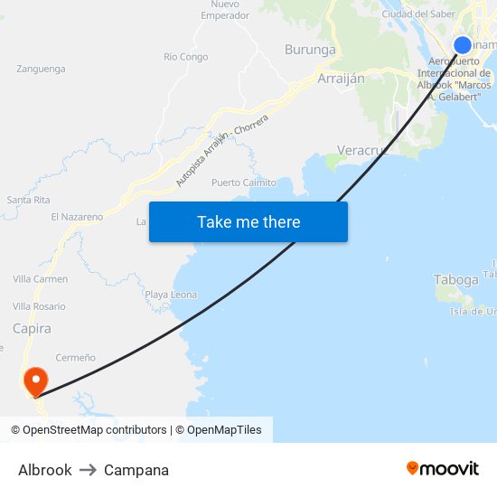 Albrook to Campana map